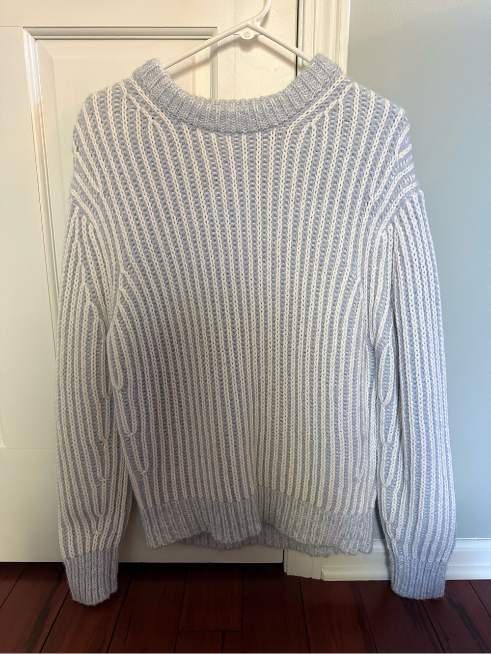 Elizabeth and James Pale Blue Ribbed Knit Sweater